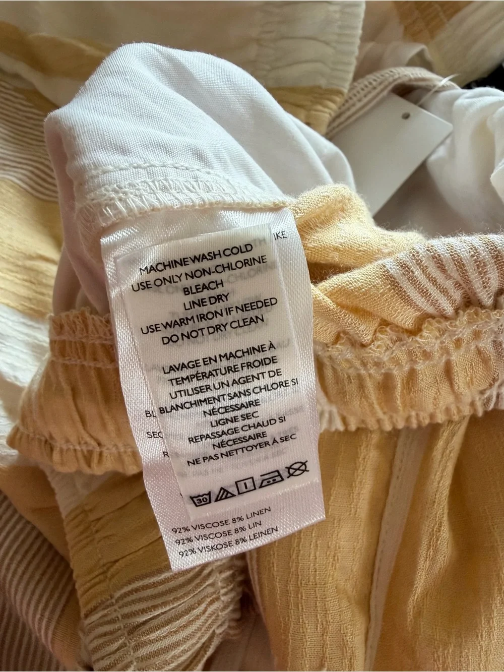 Men's Standard Cloth Yellow & White Striped Linen Blend Beach Pants L NWT *Firm*